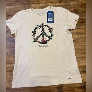 NWT Womens Life is Good Winter Pines Peace On Earth Wreath Large